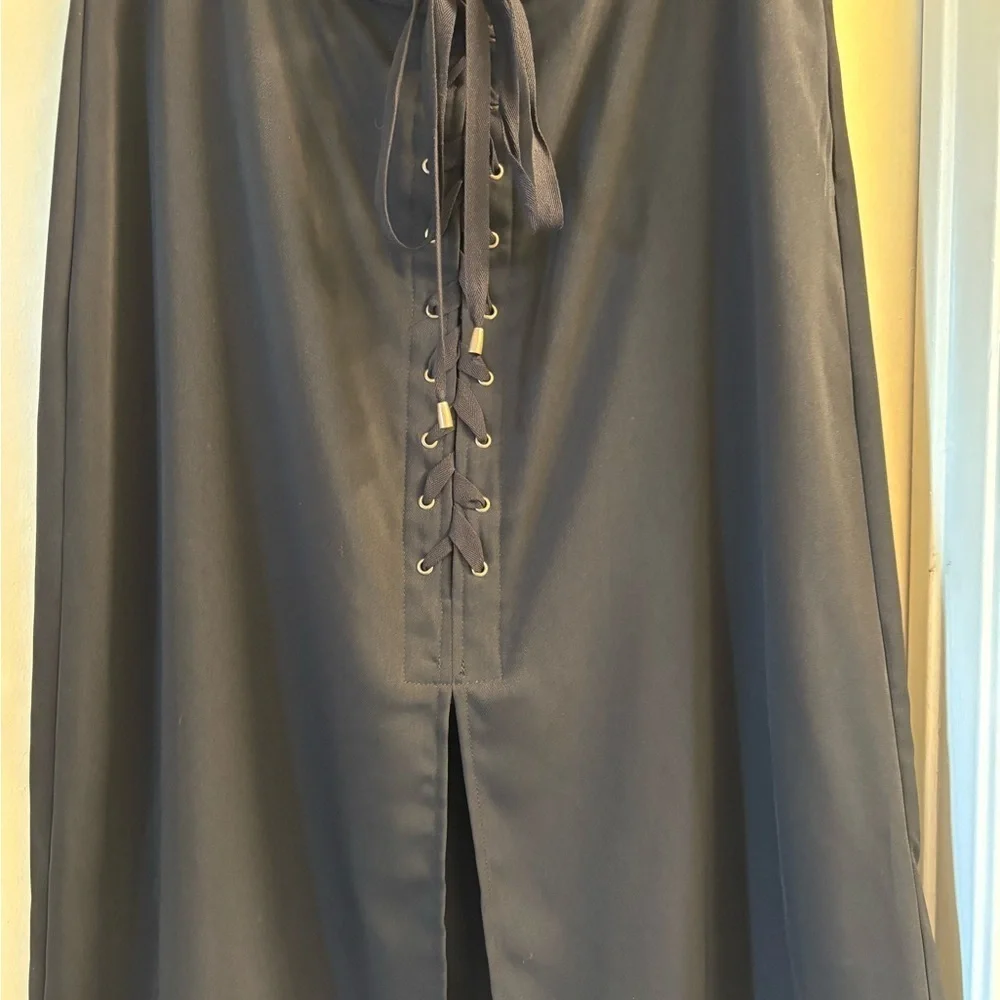 Who What Wear Black Lace-Up A-Line Skirt